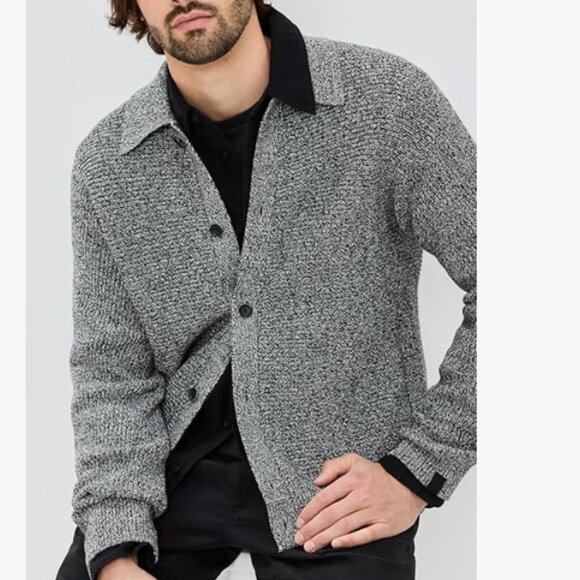NEW RAG & BONE Dexter Marl Cardigan in :black multi for men 825 10j5 - Picture 1 of 11